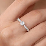 Pavé Always 0.86 ct Solitaire Diamond Ring in 18k White Gold