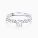 Pavé Always 0.86 ct Solitaire Diamond Ring in 18k White Gold