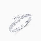Pavé Always 0.86 ct Solitaire Diamond Ring in 18k White Gold