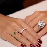 Filipa Diamond and Emerald Ring in 18k Yellow Gold
