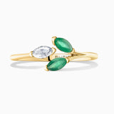 Filipa Diamond and Emerald Ring in 18k Yellow Gold