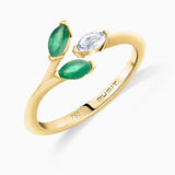 Filipa Diamond and Emerald Ring in 18k Yellow Gold