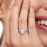 Solitario Rose Déco de Diamantes 0,58 Cts. en Oro Blanco de 18 Kt
