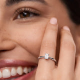 Solitario Claire Déco de Diamante 0,50 Cts. en Oro Blanco de 18 Kt
