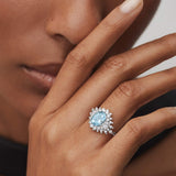 Blue Jay Aquamarine and Diamond Ring in 18k White Gold