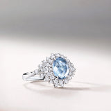 Blue Jay Aquamarine and Diamond Ring in 18k White Gold