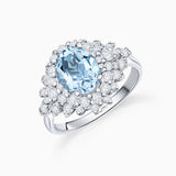 Blue Jay Aquamarine and Diamond Ring in 18k White Gold