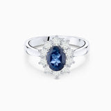 Irem 0.70 ct Diamond and Sapphire Ring in 18k White Gold