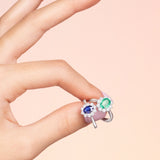Irem 0.70 ct Diamond and Sapphire Ring in 18k White Gold