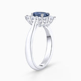 Irem 0.70 ct Diamond and Sapphire Ring in 18k White Gold