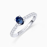 Sortija Ivy de Zafiro y Diamantes 0,42 Cts. en Oro Blanco de 18 Kt