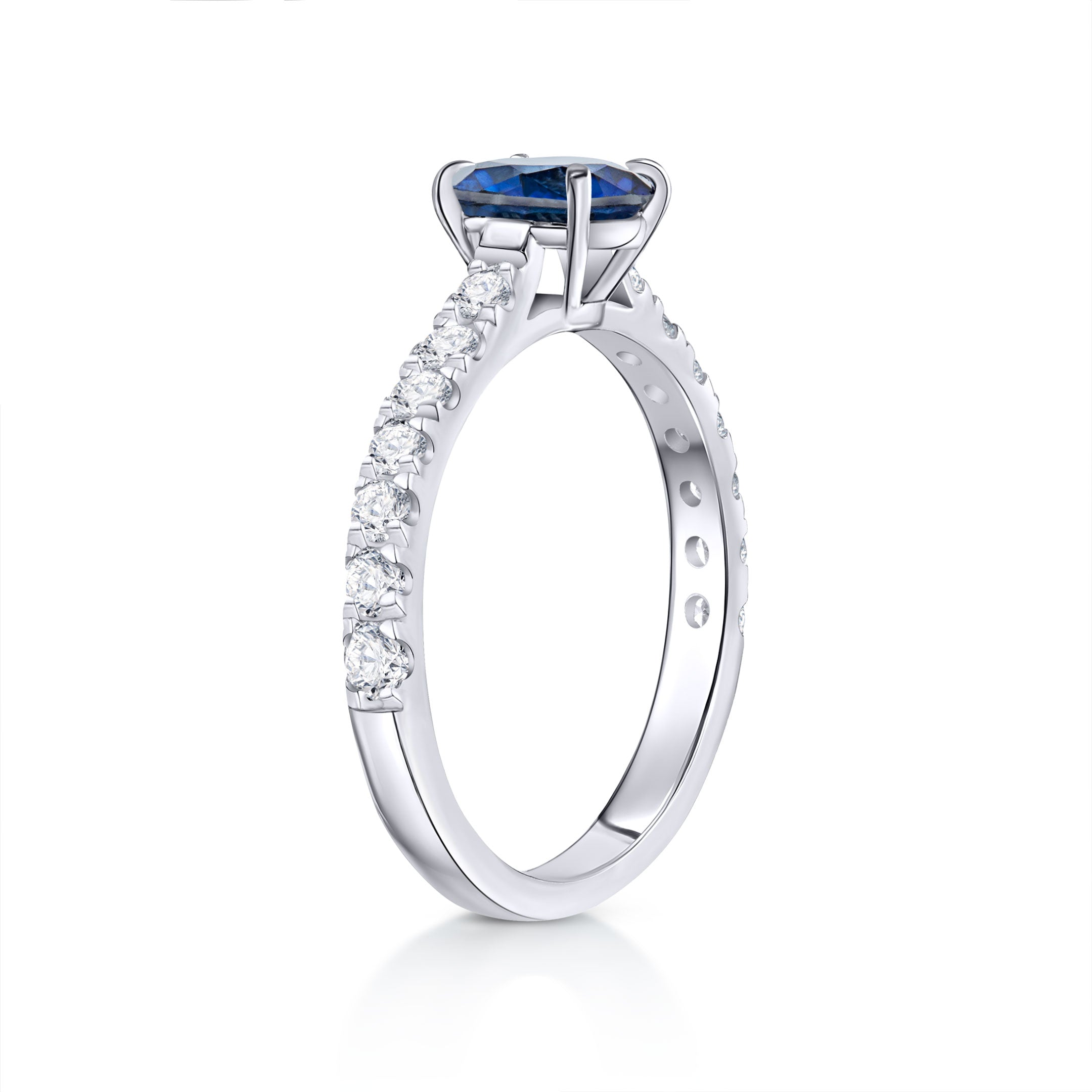 Sortija Ivy de Zafiro y Diamantes 0,42 Cts. en Oro Blanco de 18 Kt