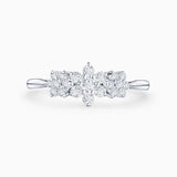 Rosette Trilogy Diamond Ring in 18k White Gold