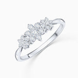 Rosette Trilogy Diamond Ring in 18k White Gold