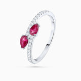 Anel Anabel de Diamante e Rubi em Ouro Branco 18 K