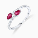 Anel Anabel de Diamante e Rubi em Ouro Branco 18 K