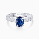 Sortija Ivy de Zafiro y Diamantes 0,50 Cts. en Oro Blanco de 18 Kt