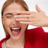 Anel Ever Emerald e Diamante em Ouro Amarelo 18 K