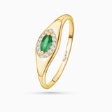Anel Ever Emerald e Diamante em Ouro Amarelo 18 K