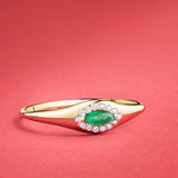 Anel Ever Emerald e Diamante em Ouro Amarelo 18 K