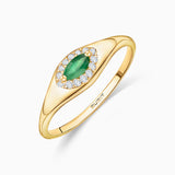 Anel Ever Emerald e Diamante em Ouro Amarelo 18 K