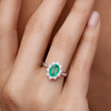 Irem 0.70 ct Diamond and Emerald Ring in 18k White Gold