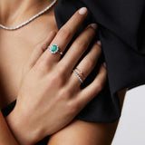 Irem 0.70 ct Diamond and Emerald Ring in 18k White Gold