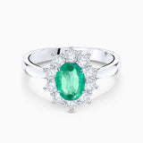 Irem 0.70 ct Diamond and Emerald Ring in 18k White Gold