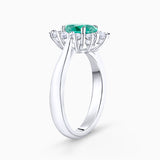 Irem 0.70 ct Diamond and Emerald Ring in 18k White Gold