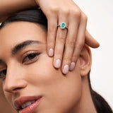 Irem 0.50 ct Diamond and Emerald Ring in 18k White Gold