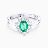 Irem 0.50 ct Diamond and Emerald Ring in 18k White Gold