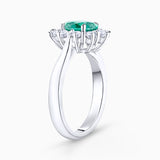 Irem 0.50 ct Diamond and Emerald Ring in 18k White Gold