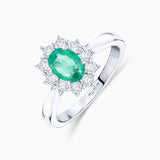 Irem 0.50 ct Diamond and Emerald Ring in 18k White Gold