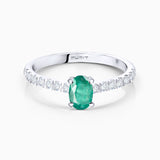 Ivy 0.32 ct Diamond and Emerald Ring in 18k White Gold