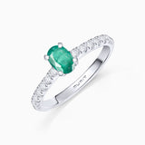 Ivy 0.32 ct Diamond and Emerald Ring in 18k White Gold