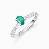 Ivy 0.45 ct Diamond and Emerald Ring in 18k White Gold