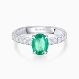 Anel de esmeralda e diamante Ivy 0,50 Cts. em ouro branco 18 Kt
