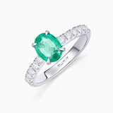 Anel de esmeralda e diamante Ivy 0,50 Cts. em ouro branco 18 Kt
