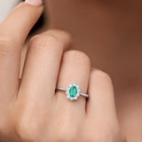 Irem 0.30 ct Diamond and Emerald Ring in 18k White Gold