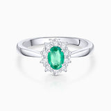 Irem 0.30 ct Diamond and Emerald Ring in 18k White Gold
