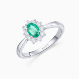Irem 0.30 ct Diamond and Emerald Ring in 18k White Gold