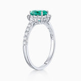 Pavé Nicole 0.56 ct Diamond and Emerald Ring in 18k White Gold