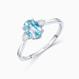 Amelie Oval Aquamarine and Diamond Ring in 18k White Gold