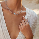 Sortija Amelie de Aguamarina y Diamantes en Oro Blanco de 18 Kt