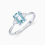 Sortija Amelie de Aguamarina y Diamantes en Oro Blanco de 18 Kt