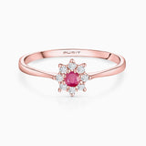 Anel Astrid Rubi e Diamante em Ouro Rosa 18 K