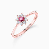 Anel Astrid Rubi e Diamante em Ouro Rosa 18 K