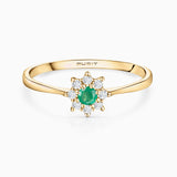 Sortija Astrid de Esmeralda y Diamantes en Oro Amarillo de 18 Kt