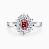 Anel Petra de Turmalina Rosa e Diamante 0,40 Cts. em ouro branco 18 Kt