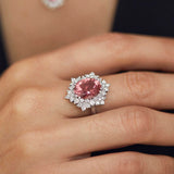 Sortija Petra de Turmalina Rosa y Diamantes 1,51 Cts. en Oro Blanco de 18 Kt